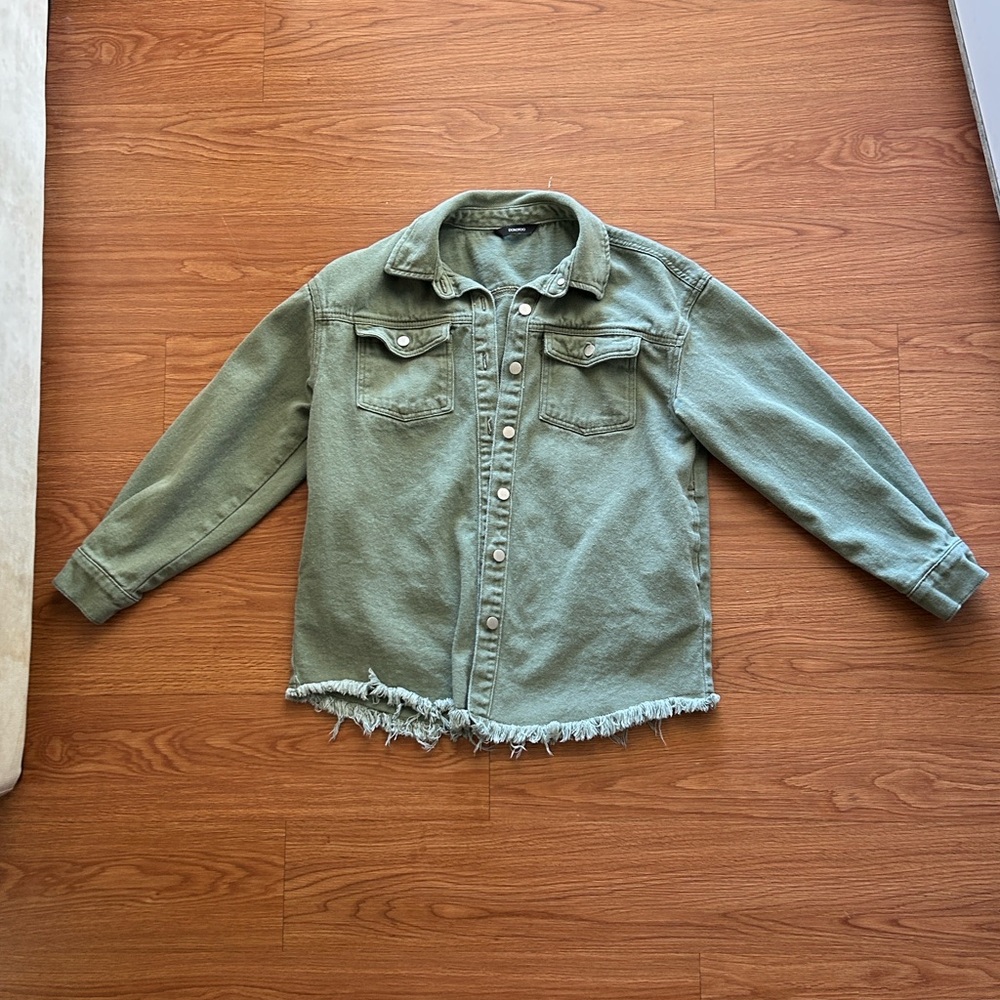 Olive Green Cotton Blend Jacket